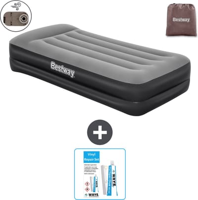 Bestway luchtbed - 1-Persoons - 97 x 191 x 46 cm - Grijs - Inclusief pomp - Reparatieset