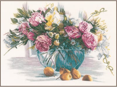 Lanarte Borduurpakket - Borduurset - Borduurpakket volwassenen - Telpakket kit - 53 x 38cm - Stilleven van bloemen - PN-0162299