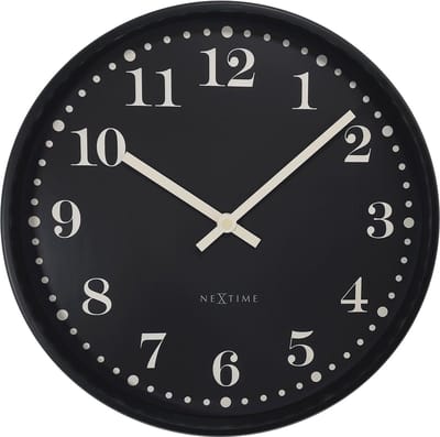 NeXtime Dickens – Wandklok – 30 cm – Plastic – Zwart – Stil