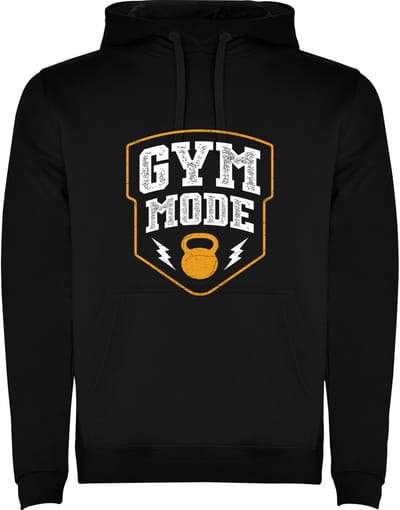 Zwarte Hoodie Gym Mode ON Dumbell - Sportschool Modus Aan - Sport - Humor Maat M