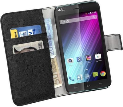 HC Zwart Wiko Lenny Bookcase Wallet case Telefoonhoesje
