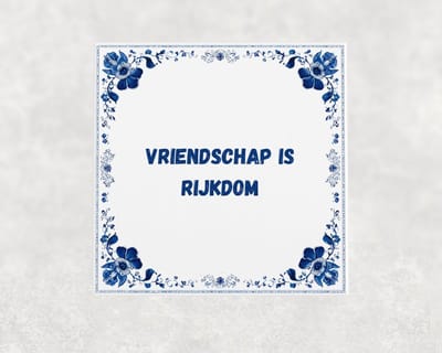 Spreuk tegel 15x15 cm Vriendschap is rijkdom