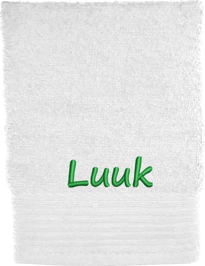 Handdoek met naam - geborduurd en gepersonaliseerd - in wit- 70cmx140cm