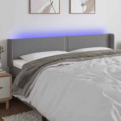 vidaXL - Hoofdbord - LED - 183x16x78/88 - cm - stof - donkergrijs