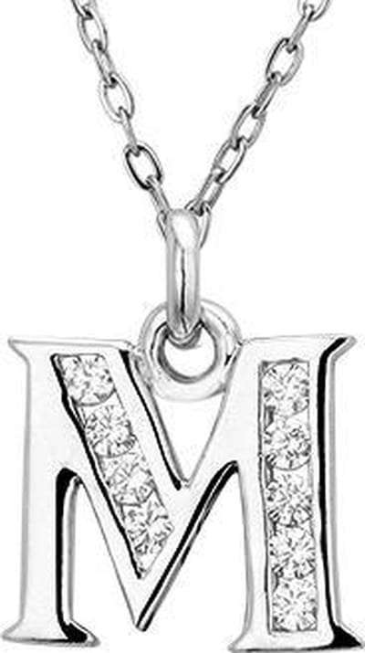 Montebello Ketting Letter M - Zilver Gerhod. - Alfabet - 14x17mm - 45cm