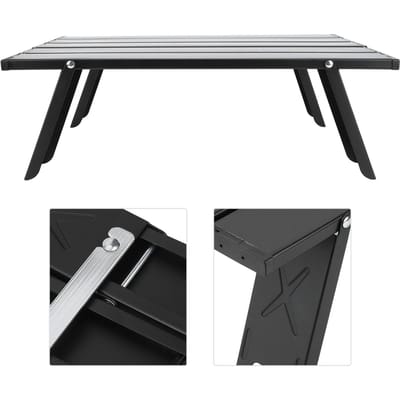 Mini Draagbare Aluminiumlegering Opvouwbare Tafel Outdoor Kamperen BBQ Picknicktafel Zwart black