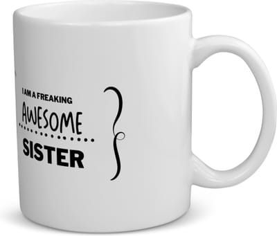 Akyol - i am a freaking awesome sister koffiemok - theemok - Zus - geweldige zus - liefste zus - verjaardag - cadeau - kado - bedankje - geschenk - 350 ML inhoud