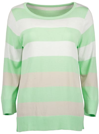 Blue Seven - Trui 147187 groen streep zomer Blue Seven - maat 38