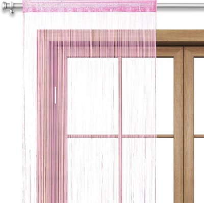 Draadgordijn Deurgordijn - Koordgordijn Vitrage - Ruimte Verdelen - Zonder Rafelen In te Kort - 90x245 cm - Lichtroze