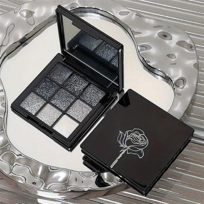 Punk Smoky Zwart Grijs 9 Kleuren Oogschaduw Make-up Palette Donkere Kleur Glitter Voor Ogen Schaduw Pigment Poeder Cosmetica zwart