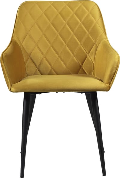 Soof&Tess - Set van 2 - Bergamo Eetkamerstoel - Okergeel - Fluweel - Velvet - Industrieel - Met armleuning - Easy Clean Stoffen - Hoge Kwaliteit
