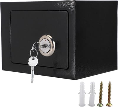 Kluis - Veiligheidsbox - Waardevolle Spullen Opslag - Mechanisch Sleutelslot - 28x22x22 cm - Zwart