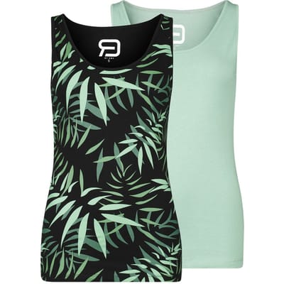 R.E.D. Rock-Engineered Design groen/zwarte topjes in een dubbele verpakking - Dames - S