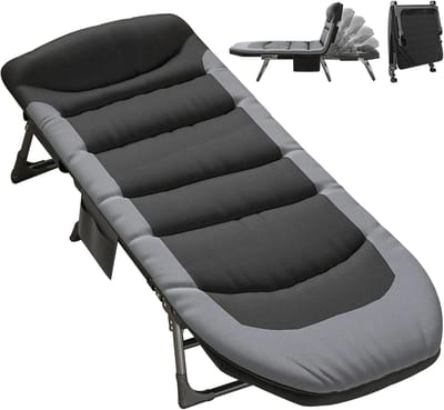 Inklapbaar Campingbed XXL met Verstelbare Rugleuning - Extra Breed en Lichtgewicht