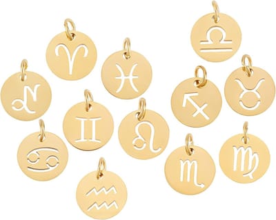12 Stks Zodiac Charm 12 Constellation Sign Letters Legering Hangers Dubbelzijdig Ronde Emaille Metalen Charms Sieraden Maken voor DIY Ketting Armband Oorbel Levert Accessoires