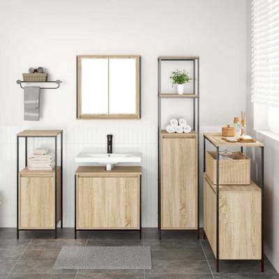 vidaXL - Badkamermeubel - Set - 5 - st - Sonoma - Eiken - en - Zwart - 36 - x - 35 - x - 165 - cm