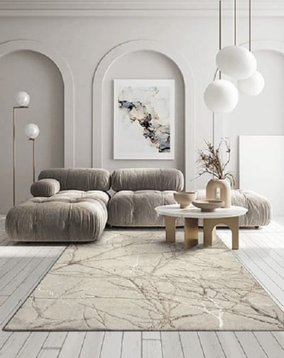 Karpet24 Modern Vloerkleed Creation - Laagpolig Tapijt met Elegant Takkenpatroon in Beige en Crème-200 x 290 cm