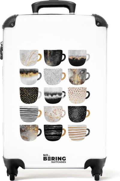 NoBoringSuitcases.com - Koffer - Abstract - Kopjes - Patronen - Marmerlook - Past binnen 55x40x20 cm en 55x35x25 cm - Trolley handbagage - Valiezen met wieltjes volwassenen - Reiskoffer op wielen - Rolkoffer lichtgewicht