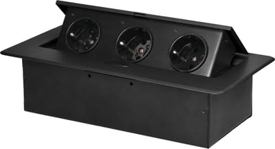 Orno Pop-up Inbouw stekkerdoos pop up - Verdeelstekker Stopcontact splitter 3 voudig- Stekkerblok zonder snoer - Verdeeldoos schuko - Zwart