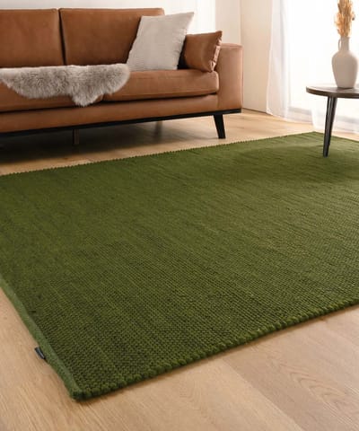 Wollen vloerkleed - Lett groen 90x160