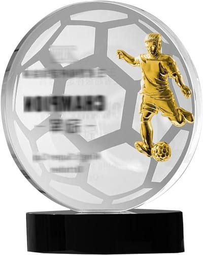 Voetbal Kristallen Trofee - MVP Award Beker - Sport Prijzen Uitreiking - Gedetailleerd Kristal Snijwerk - 17.5 x 15 cm