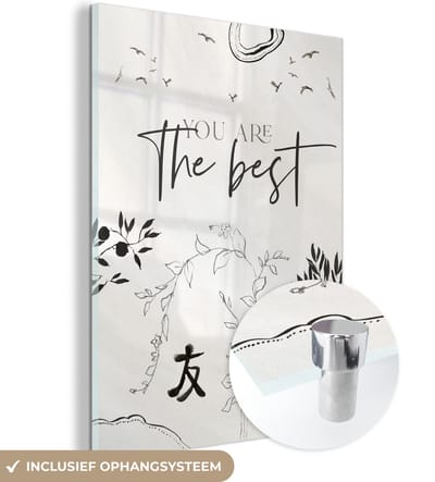 MuchoWow® Glasschilderij 120x160 cm - Schilderij acrylglas - You are the best - BFF - Quotes - Spreuken - Vriendschap - Foto op glas - Schilderijen