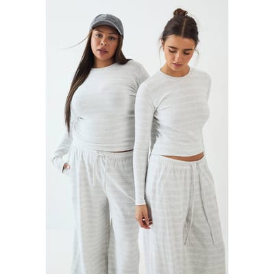 Dames DSGN Studio Gestreepte Aansluitende Lange Mouwen Top | Ash Grey | Maat: Small