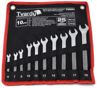 Tvardy 10-delige steeksleutelset - 6-19 mm - CRV staal - Satijn afwerking - Koud gesmeed