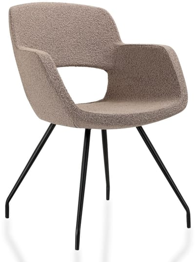Vergaderstoel Taro in bouclé stoffering Bruin met 4-poots frame
