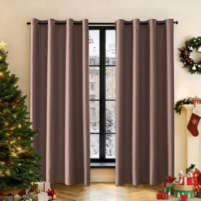 Ystyle Curtains Lace And Ready Set of 2 140 x 180 cm, Blackout Curtains with Eyelets, Thermal Curtain, Blackout Curtain, Thermal Curtains, Door Curtain for Bedroom Living Room Brown