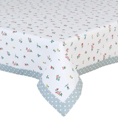 Clayre & Eef Vierkant Tafelkleed ISL15 150*150 cm - Natuur 100 % katoen Tafellaken Tafellinnen Tafeltextiel