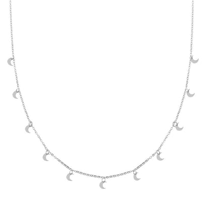 Essentialistics - Ketting met een boel maantjes - Volwassenen - Zilverkleur - Stainless steel (verkleurt niet) - Verlengkettinkje