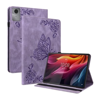 Coverup Tablethoes geschikt voor Lenovo Idea Tab 11 Hoesje - Vlinders Book Case - Paars