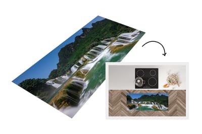 Keukenloper - Loper keuken - Watervallen - Gebergte - Natuur - 120x50 cm - Keukenloper vinyl