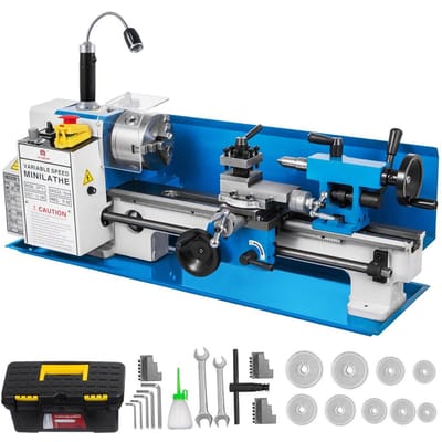 Mini Tour Métal 550W Vitesse Variable Tour Métal 50 à 2500Tr/min Mini Tour de Banc de Précision 7x14 Pouces pour Usinage d'Échantillons de Petites Pièces de Précision