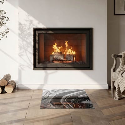 Coloray Vloerplaat Houtkachel - Plaat voor Onder Houtkachel - 50 cm x 50 cm - Open Haard Accessoires - Zwart en wit Vloerplaat Kachel - Vloerplaat Voor Kachel - Plaat onder Houtkachel - Kachel Onderplaat - Plaat Kachel