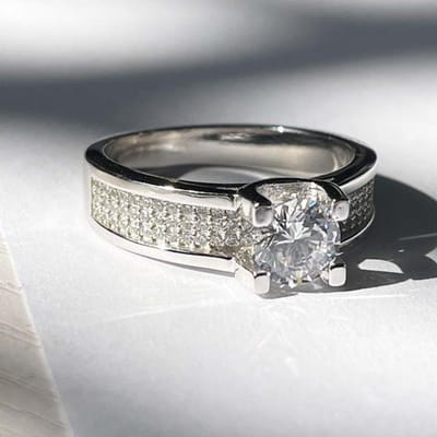 Echte 925 Sterling Zilveren 1 Karaat Diamanten Sieraden Ring Fijne Anillos De Zilver 925 Sieraden Verlovingsringen Voor Vrouwen Met Doos 12 wit