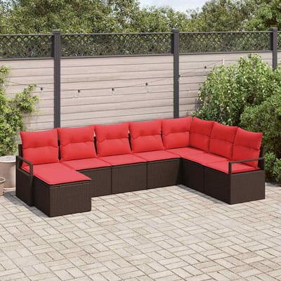vidaXL Bankstel 8 st Bruin poly rattan