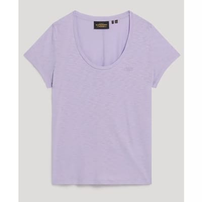 Superdry Studios T-shirt met Laag Uitgesneden Ronde Hals Paars Grootte: 40