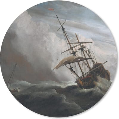 Muismat rond 20x20 cm - Mousepad De Windstoot - Willem van de Velde - Oude meesters - Ronde muismatten