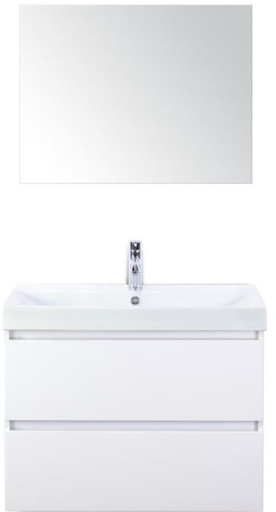 Maxx XL Badmeubelset 80 cm - Wit Hoogglans - Wastafel Just 1 Kraangat met Spiegel