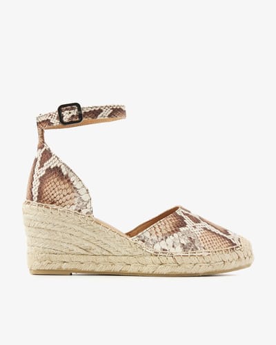 VIA VAI Flora Braid Espadrilles Dames - Leer - Cognac - Maat 38