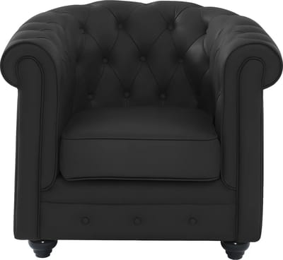 Vente-unique Fauteuil van buffelleer CHESTERFIELD - Zwart