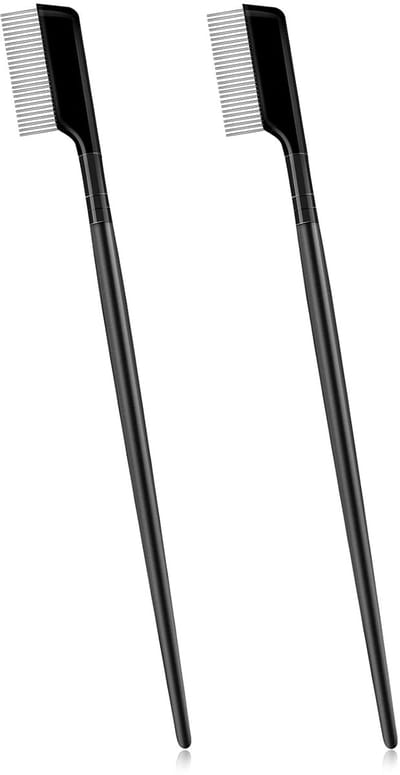 longziming -Wimperkammen met Metalen Tandjes – Ergonomisch Ontwerp, Beschermkap, Voor Natuurlijke en Verzorgde Wimpers, Set van 2
