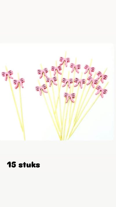 Akyol - vlinder cocktailprikkers - vlinder sateprikkers - Pink ribbon - cocktailprikkers – Roze prikkers - cocktailprikkers in teken van steun - verjaardag - 15 stuks