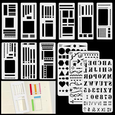 Herbruikbare planner sjablonen set van 12 stuks voor journal, scrapbooking en DIY planning met kalenders en stippenraster