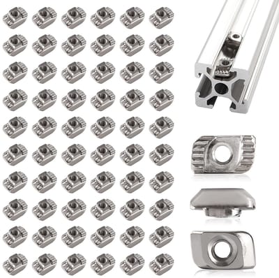 60 Stuks 20 Series M3 T-Moer, Hamerkopmoer, Hamerkop Drop-in T-Sleufmoeren, voor 2020 2040 2060 Aluminium Extrusieprofiel