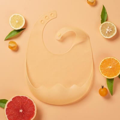 Bavoir en silicone imperméable pour bébé, accessoires pour bébé, tabliers souples, écharpe réglable pour rot orange