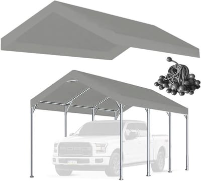 Carport Vervanghoes - Luifel Tent - Bescherming Voertuigen - Waterdicht Polyethyleen - 10x20 FT - Grijs