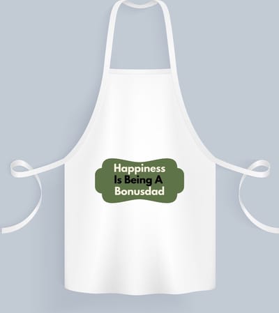 Akyol - happiness is being a bonusdad Keukenschort - Papa - de liefste bonusvader - vader cadeautjes - vaderdag - verjaardag - geschenk - kado - 82 bij 71 cm